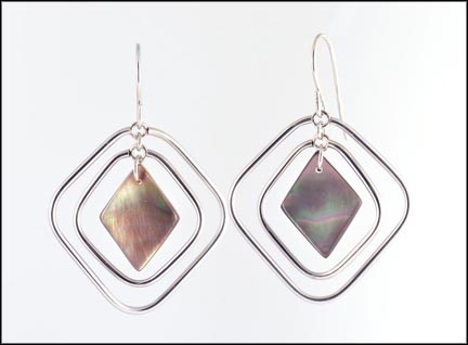 Mother of Pearl Dangle Earrings in 14K White Gold MAIN