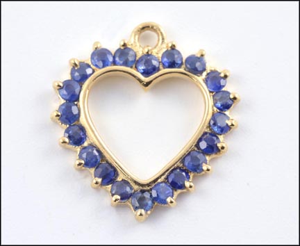 Sapphire Heart Pendant in Yellow Gold LARGE