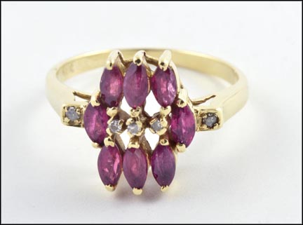 Ruby Cluster Ring in 14K Yellow Gold MAIN