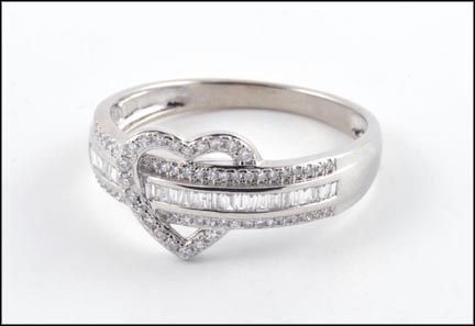 Diamond Band with Heart in 14K White Gold MAIN
