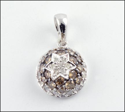 Brown and White Diamond Pendant in 14K White Gold MAIN