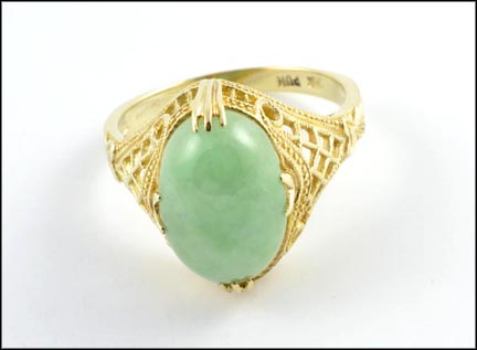 Jade Ring in 14K Yellow Gold LARGE