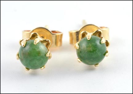 Jade Stud Earrings in Yellow Gold LARGE