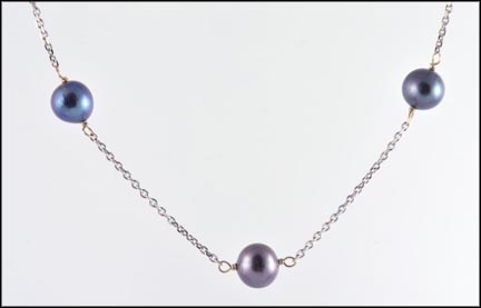 Pearl Station Necklace in 14K White Gold MAIN