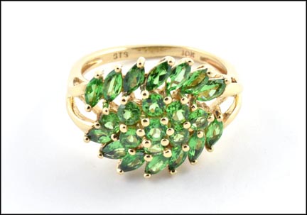 Peridot Cluster Ring in 10K Yellow Gold LARGE