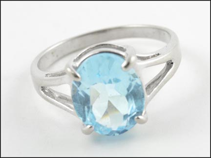 Blue Topaz Ring in 14K White Gold LARGE