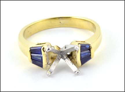 Ring Mounting with Sapphire Shoulders in Yellow Gold MAIN