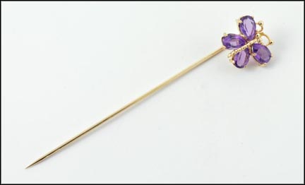 Amethyst Butterfly Stickpin in 14K Yellow Gold MAIN
