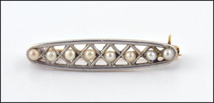 Vintage 1925-35 Pearl Pin in 14K Two-Tone Gold MAIN