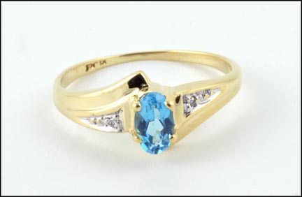 Child's Blue Topaz Ring in 10K Yellow Gold LARGE