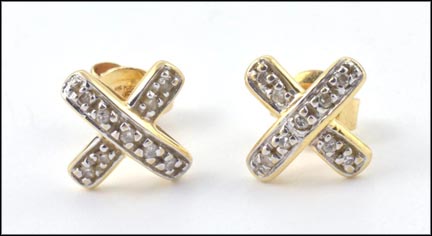 ''X'' Diamond Earrings in 14K Yellow Gold MAIN