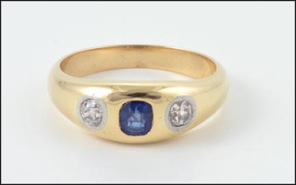 Sapphire and Diamond Ring in 14K Yellow Gold LARGE