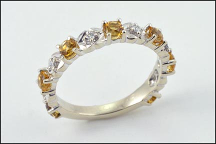 Yellow Sapphire and Diamond Band in White Gold LARGE