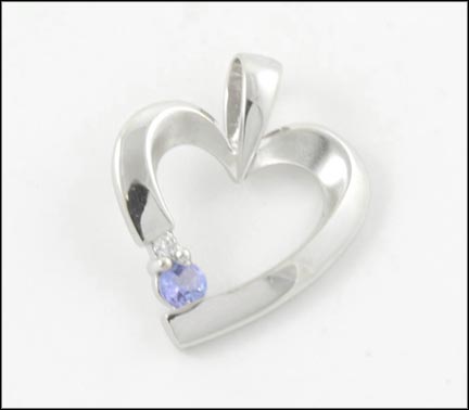 Tanzanite Heart Pendant in 14K White Gold MAIN