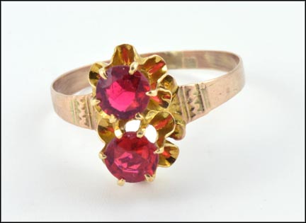 Victorian Ring Mounting with Synthetic Stones in Yellow Gold MAIN