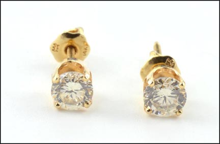 Diamond Stud Earrings in 14K Yellow Gold LARGE