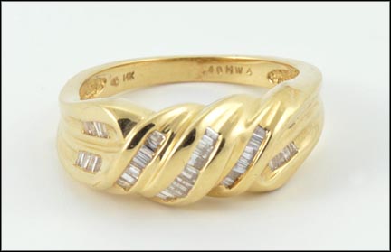 Diamond Baguette Ring in 14K Yellow Gold LARGE