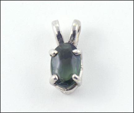 Green Tourmaline Pendant in 14K White Gold LARGE