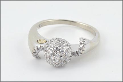 Designer Diamond Ball Ring in 18K White Gold LARGE