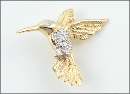 Hummingbird Pin in 14K Yellow Gold MAIN