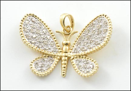 Diamond Butterfly Pendant in 14K White and Yellow Gold MAIN
