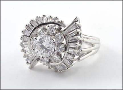 Diamond Cluster Ring, 1.22 ct. Center Stone in White Gold MAIN