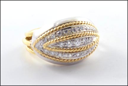 Diamond Dome Ring in 18K White and Yellow Gold LARGE