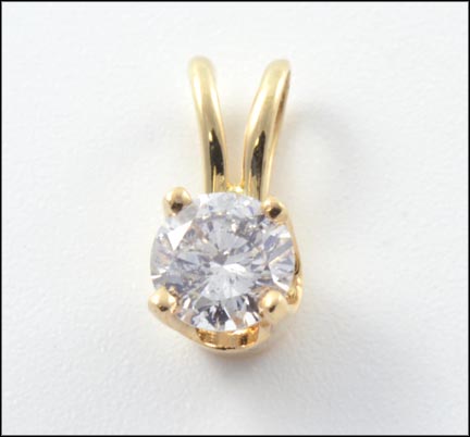 Diamond Solitaire Pendant in 14K Yellow Gold LARGE