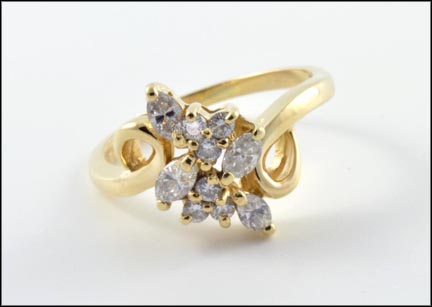 Diamond Cluster Ring in 14K Yellow Gold LARGE