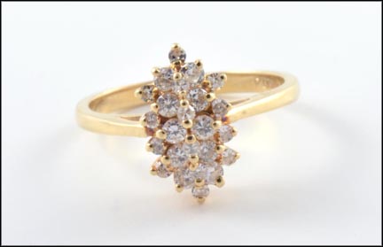 Diamond Cluster Ring in 14K Yellow Gold LARGE