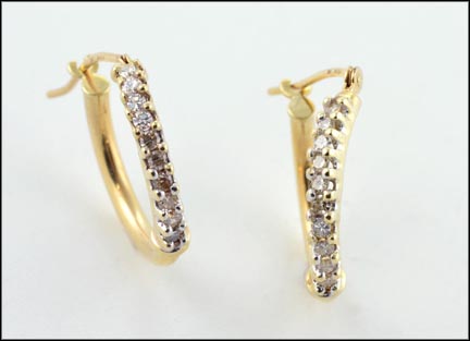 Diamond Hoop Earrings in 10K Yellow Gold LARGE