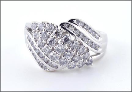 Diamond Cluster Ring in 10K White Gold LARGE