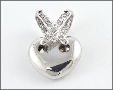 Heart Pendant with Criss Cross Bail in 14K White Gold MAIN