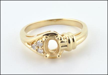 Semi-Mount for Oval Stone in 14K Yellow Gold MAIN