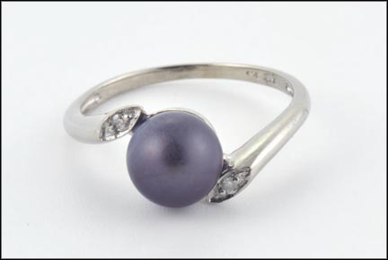 Black Pearl Ring in 14K White Gold MAIN