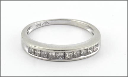 Princess Cut Diamond Band in 10K White Gold LARGE