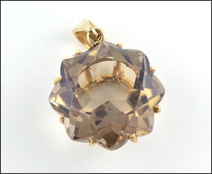 Smokey Quartz Fancy Cut Pendant in 14K Yellow Gold MAIN
