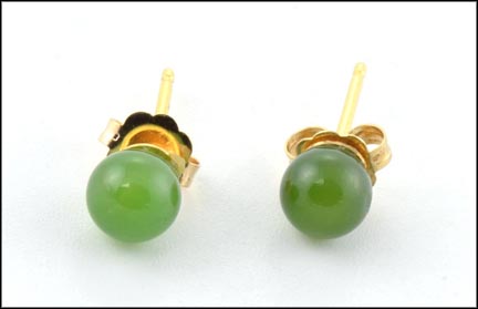 Jade Stud Earrings in Yellow Gold LARGE