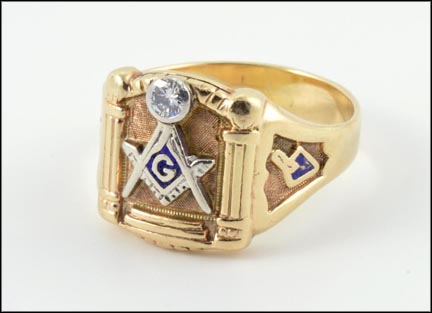 Masonic Blue Lodge Ring in 10K Yellow Gold LARGE
