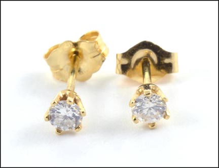 Diamond Stud Earrings in 14K Yellow Gold LARGE