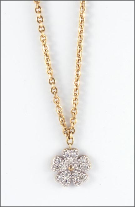 Diamond Flower Ankle Bracelet  in 10K Yellow Gold MAIN