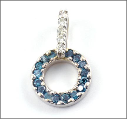 Blue and White Diamond Circle Necklace in 14K White Gold MAIN
