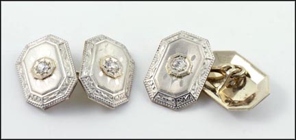 Diamond Cufflinks in 14K White Gold LARGE