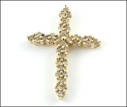 Diamond Cross Pendant in 10K Yellow Gold LARGE