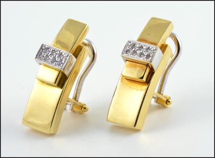 Omega Back Earrings in 18K Two-Tone Gold LARGE