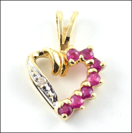 Ruby Heart Pendant in 10K Yellow Gold MAIN