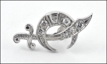 Shriners Lapel Pin or Tie Tac in White Gold LARGE
