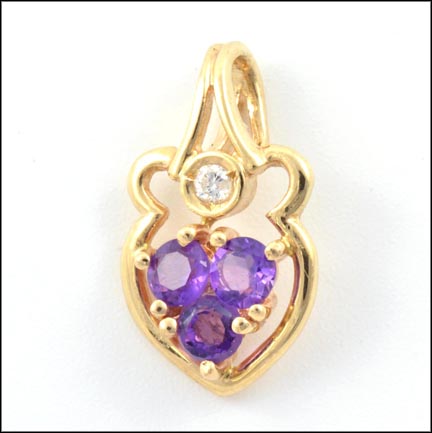 Amethyst Heart Pendant in 14K Yellow Gold LARGE
