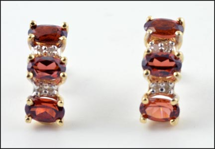 Garnet Earrings in 14K Yellow Gold LARGE