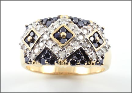 Black and White Diamond Ring in 14k Yellow Gold MAIN